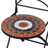 NNEVL 3 Piece Mosaic Bistro Set Ceramic Tile Terracotta and White