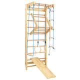 NNEVL Indoor Climbing Playset with Ladders Rings Slide Wood