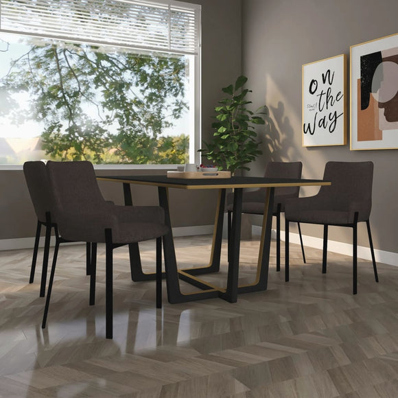 NNEVL Dining Chairs 4 pcs Brown Fabric