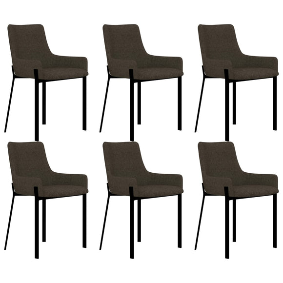NNEVL Dining Chairs 6 pcs Brown Fabric