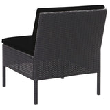 NNEVL 6 Piece Garden Lounge Set with Cushions Poly Rattan Black