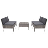 NNEVL 5 Piece Garden Sofa Set with Cushions Poly Rattan Grey