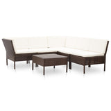 NNEVL 6 Piece Garden Lounge Set with Cushions Poly Rattan Brown