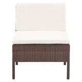 NNEVL 6 Piece Garden Lounge Set with Cushions Poly Rattan Brown