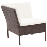 NNEVL 6 Piece Garden Lounge Set with Cushions Poly Rattan Brown