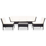 NNEVL 6 Piece Garden Lounge Set with Cushions Poly Rattan Black