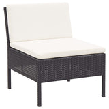 NNEVL 6 Piece Garden Lounge Set with Cushions Poly Rattan Black