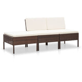 NNEVL 3 Piece Garden Lounge Set with Cushions Poly Rattan Brown
