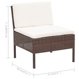 NNEVL 3 Piece Garden Lounge Set with Cushions Poly Rattan Brown