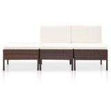 NNEVL 3 Piece Garden Lounge Set with Cushions Poly Rattan Brown