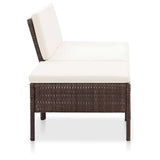 NNEVL 3 Piece Garden Lounge Set with Cushions Poly Rattan Brown