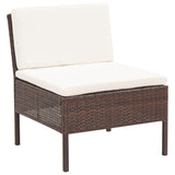 NNEVL 3 Piece Garden Lounge Set with Cushions Poly Rattan Brown