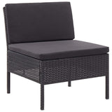 NNEVL 3 Piece Garden Lounge Set with Cushions Poly Rattan Black