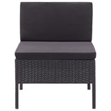 NNEVL 3 Piece Garden Lounge Set with Cushions Poly Rattan Black