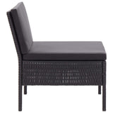 NNEVL 3 Piece Garden Lounge Set with Cushions Poly Rattan Black