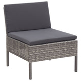 NNEVL 3 Piece Garden Lounge Set with Cushions Poly Rattan Grey