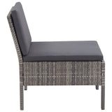 NNEVL 3 Piece Garden Lounge Set with Cushions Poly Rattan Grey