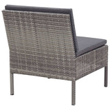 NNEVL 3 Piece Garden Lounge Set with Cushions Poly Rattan Grey