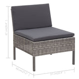 NNEVL 3 Piece Garden Lounge Set with Cushions Poly Rattan Grey