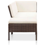 NNEVL 3 Piece Garden Lounge Set with Cushions Poly Rattan Brown