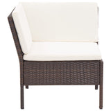 NNEVL 3 Piece Garden Lounge Set with Cushions Poly Rattan Brown