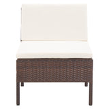 NNEVL 3 Piece Garden Lounge Set with Cushions Poly Rattan Brown