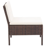 NNEVL 3 Piece Garden Lounge Set with Cushions Poly Rattan Brown