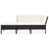 NNEVL 3 Piece Garden Lounge Set with Cushions Poly Rattan Black