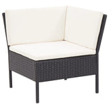 NNEVL 3 Piece Garden Lounge Set with Cushions Poly Rattan Black