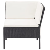 NNEVL 3 Piece Garden Lounge Set with Cushions Poly Rattan Black