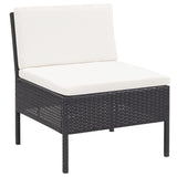 NNEVL 3 Piece Garden Lounge Set with Cushions Poly Rattan Black
