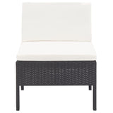 NNEVL 3 Piece Garden Lounge Set with Cushions Poly Rattan Black