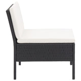 NNEVL 3 Piece Garden Lounge Set with Cushions Poly Rattan Black