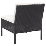 NNEVL 3 Piece Garden Lounge Set with Cushions Poly Rattan Black