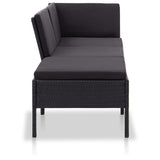 NNEVL 3 Piece Garden Lounge Set with Cushions Poly Rattan Black