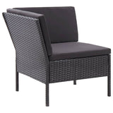 NNEVL 3 Piece Garden Lounge Set with Cushions Poly Rattan Black