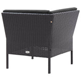 NNEVL 3 Piece Garden Lounge Set with Cushions Poly Rattan Black