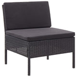 NNEVL 3 Piece Garden Lounge Set with Cushions Poly Rattan Black