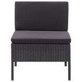 NNEVL 3 Piece Garden Lounge Set with Cushions Poly Rattan Black