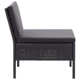 NNEVL 3 Piece Garden Lounge Set with Cushions Poly Rattan Black