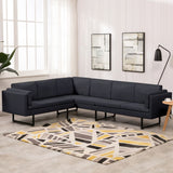NNEVL Corner Sofa Dark Grey Fabric