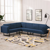 NNEVL Corner Sofa Blue Fabric