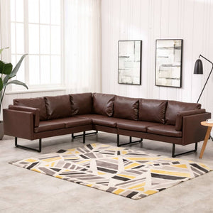 NNEVL Corner Sofa Faux Leather Brown
