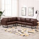NNEVL Corner Sofa Faux Leather Brown