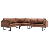 NNEVL Corner Sofa Faux Suede Leather Brown