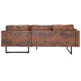 NNEVL Corner Sofa Faux Suede Leather Brown