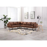 NNEVL Corner Sofa Faux Suede Leather Brown
