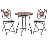 NNEVL 3 Piece Mosaic Bistro Set Ceramic Tile Terracotta