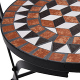 NNEVL 3 Piece Mosaic Bistro Set Ceramic Tile Terracotta