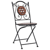 NNEVL 3 Piece Mosaic Bistro Set Ceramic Tile Terracotta